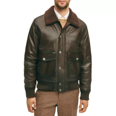 James Leather Flight Jacket with Shearling Collar