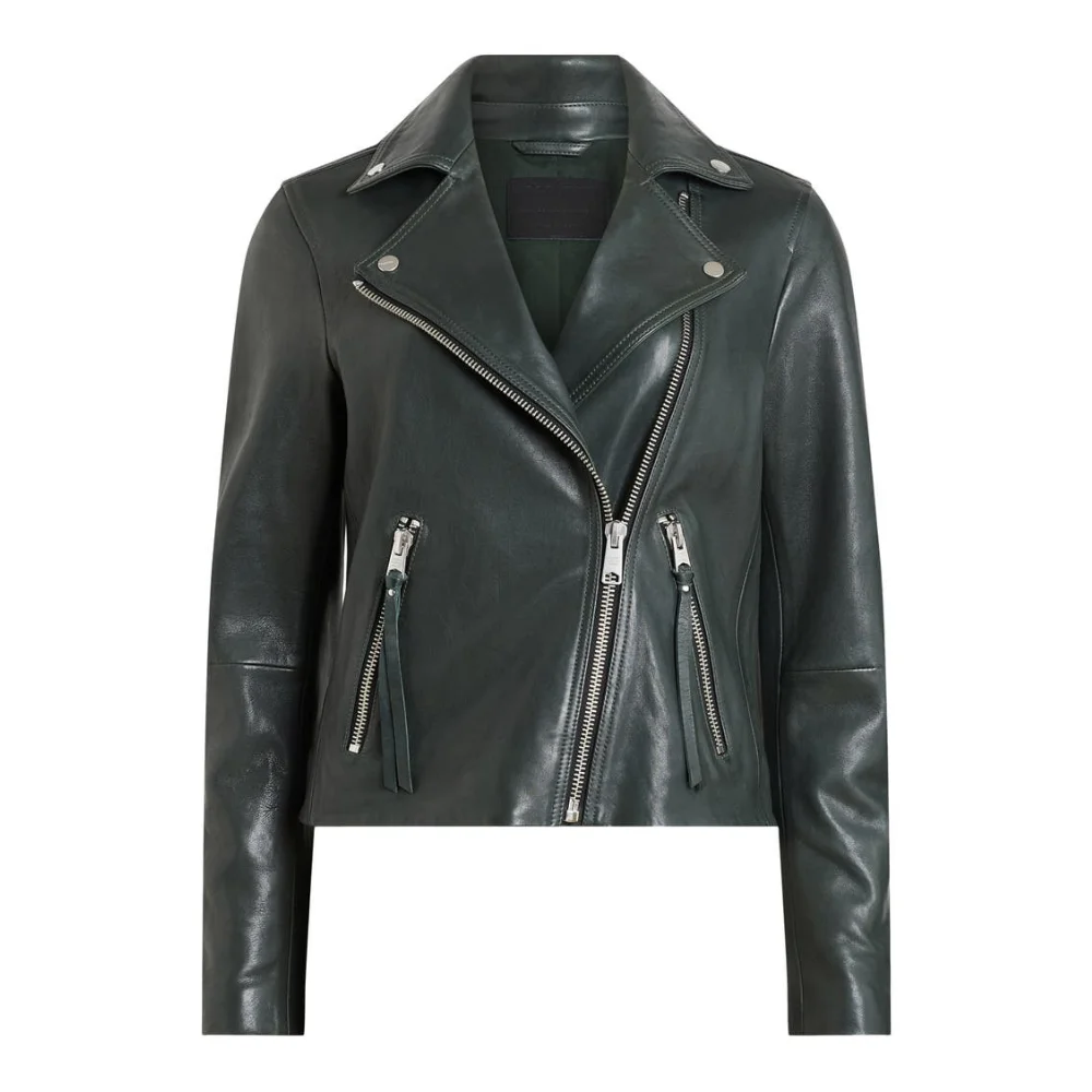 Womens Black Asymmetrical Leather Moto Jacket