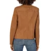 Womens Brown Suede Leather Drape Jacket