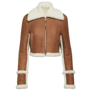 Womens Shearling lined Brown Suede Jacket