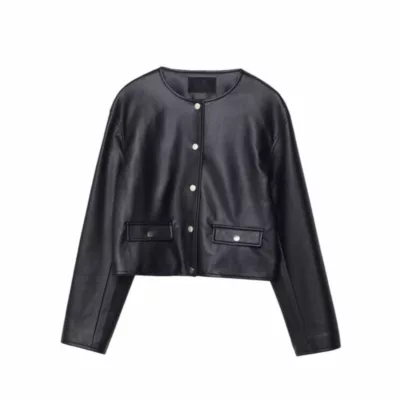 womens Crop leather jacket