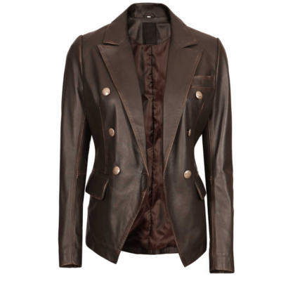 Brown Leather Blazer for Women | Long Women Jackets Blazer