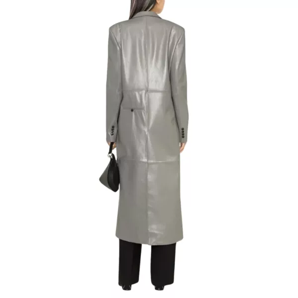 Grey Double Breasted Long Trench Jacket for Ladies