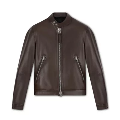 Classic Dark Brown Leather Racer Jacket | Cafe Racer Style Jacket