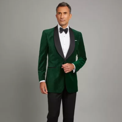 Mens Emerald Green Velvet Tuxedo Jacket With Shawl Lapel