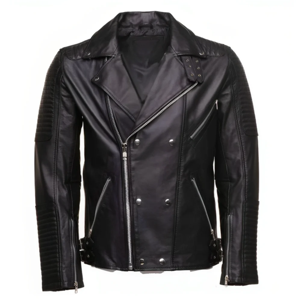 Black Slim Fit jacket Genuine Leather Biker | Leather Quilted Jacket
