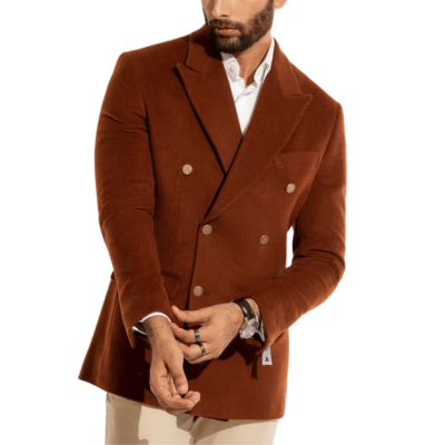 Mens Wool Double Breasted Classic Fit Blazer | Notch Lapel Blazer