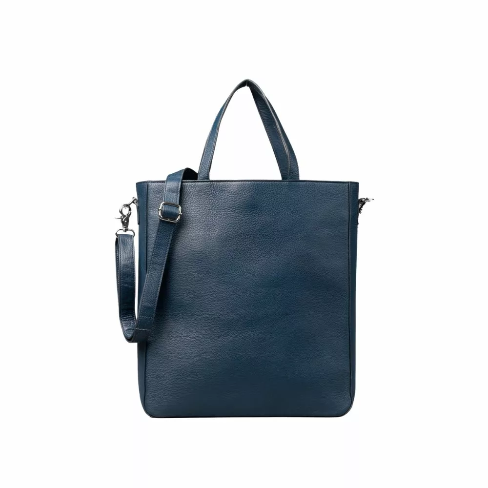 Blue Leather Unisex Tote Bag