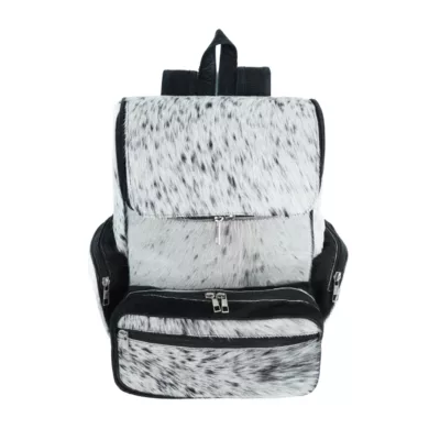 White & Black Cow leather Fur Bag