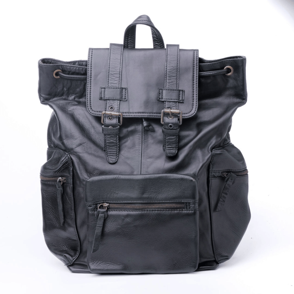 Black Backpack in Leather | Backpack Travel Laptop Office Bag