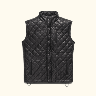 Black Quilted Leather Vest
