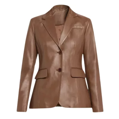 Women’s Brown Leather Blazer