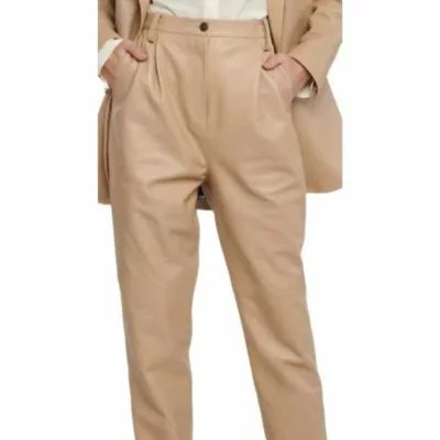 Beige Leather Pants