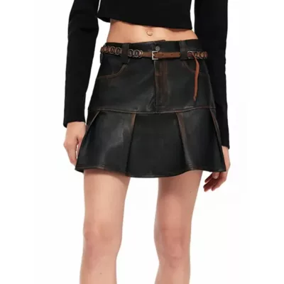 Distressed Leather Skirt