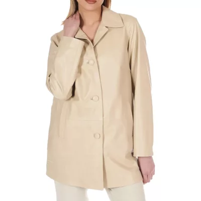 Beige Leather Blazer