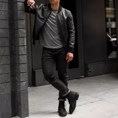 Black Bomber Leather Jacket