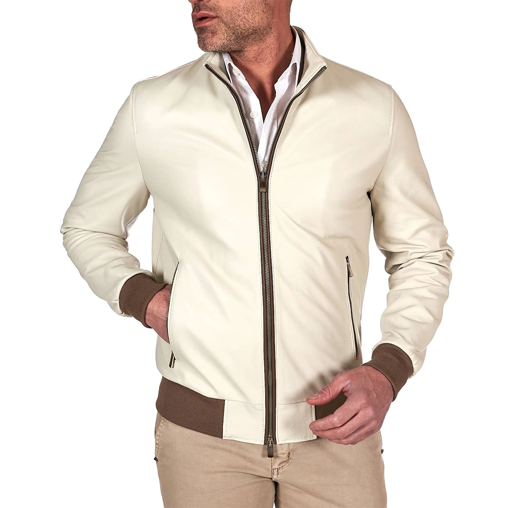 Mens Leather Bomber Jacket