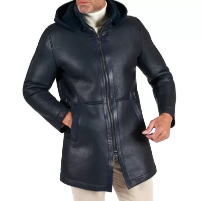 Dark Blue Leather Jacket