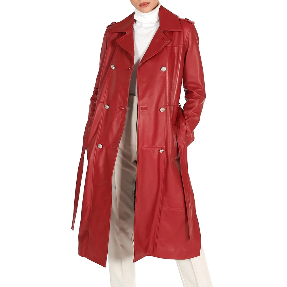 Leather Coat Red
