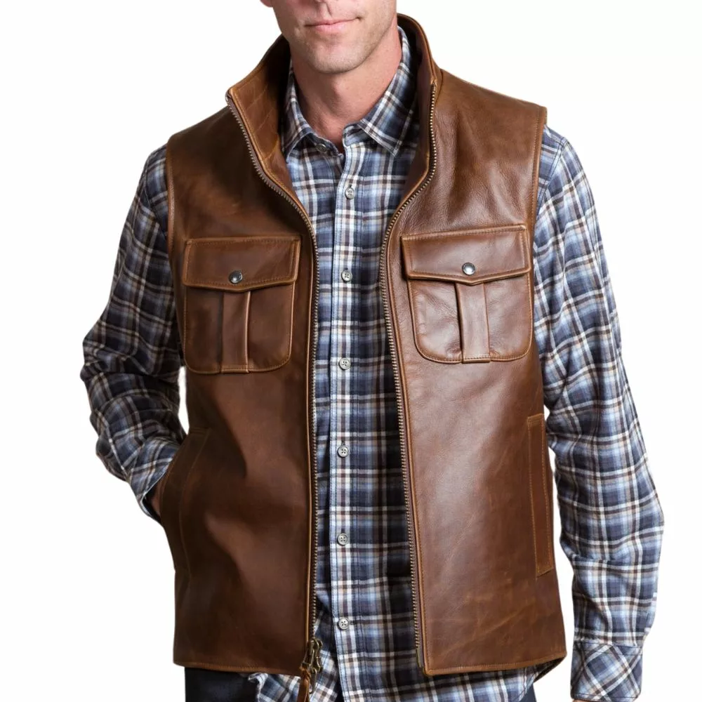 leather vest brown