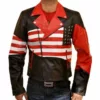 Mens Independence Day Costume American Flag Leather Jacket 