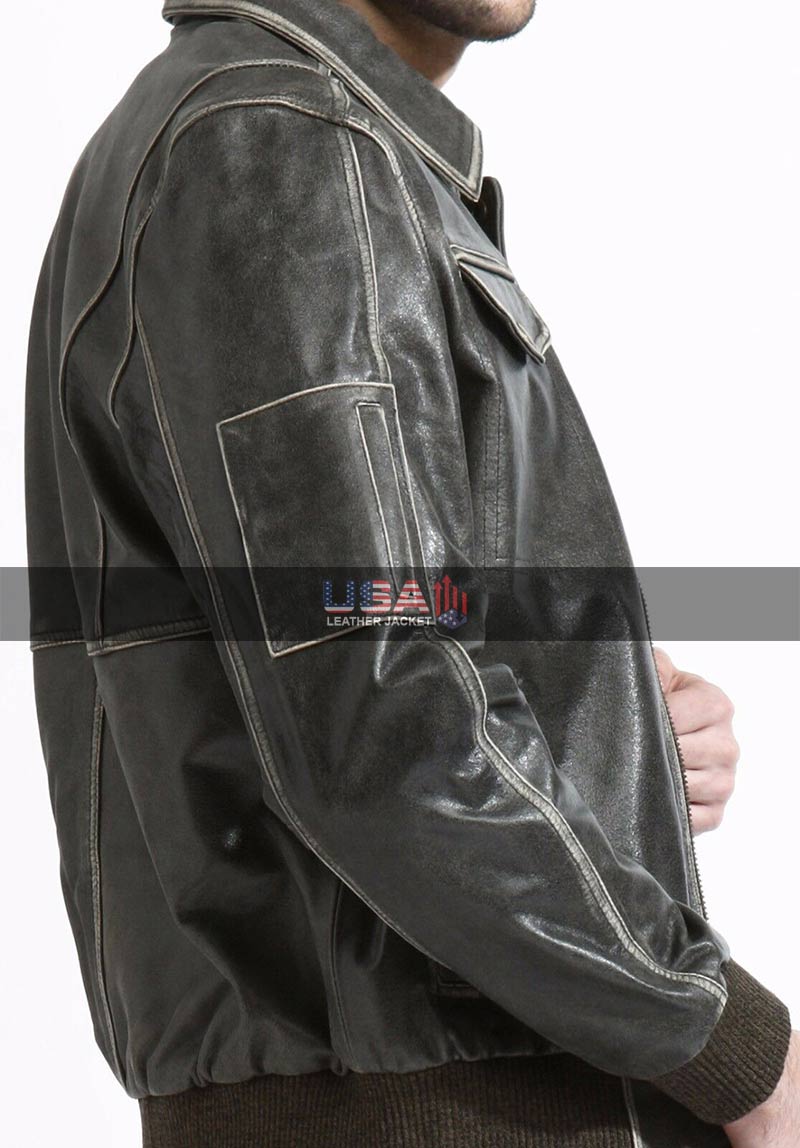Men Cowhide Genuine Leather Brown Jacket