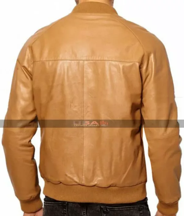 Men's Ribbed Collar Slimfit Biker Leather Jacket