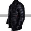Men's Diamond Quilted Black Motorcycle Bomber Jacket