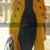 Anne Hathaway Yellow Trench Coat For Women