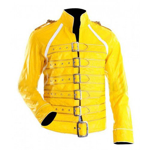 Freddie Mercury Military Concert Yellow Leather Jacket