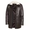 Men's Winter Leather Gear Classic Vintage Fur Collar Brown Leather Jacket Winter Leather Gear Classic