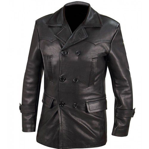 World War 2 German Classic Officer Military Black Costume Leather Coat 