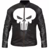 Men's Halloween Outfit For Adults Biker Skull Black Leather Jacket 