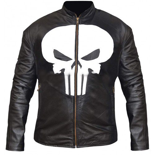 Men's Halloween Outfit For Adults Biker Skull Black Leather Jacket