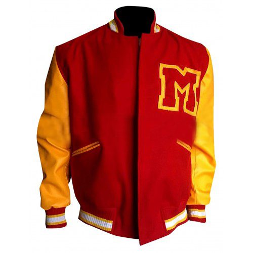 Michael Jackson M logo Varsity Red & Yellow Letterman Bomber Jacket