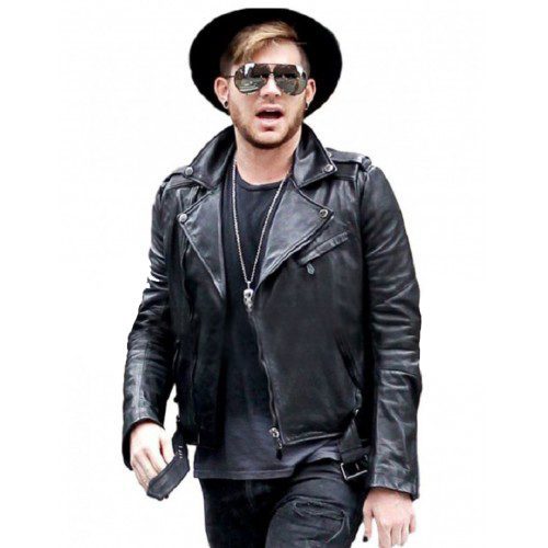 Singer Adam Lambert Asymmetrical Belted Motorcycle Leather Jacket