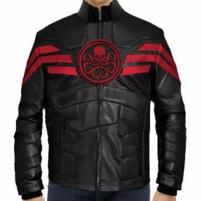 captain hydra Black Leather Jacket