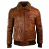 Vintage Mens B3 Washed Rust Removable Fur Collar Aviator Pilot Jacket aviator pilot jacket