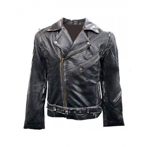 Terminator 2 Arnold Black Motorcycle Leather Jacket