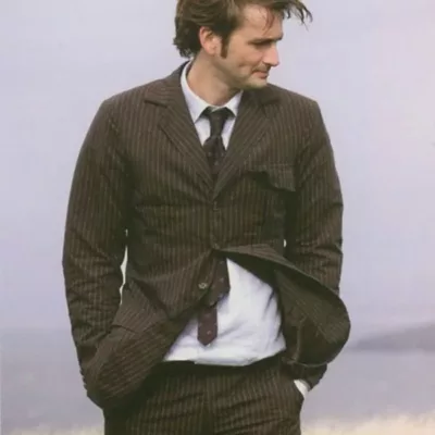Mens Brown Pinstripe 10th Doctor Suit