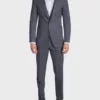 Mens Notch Lapel Charcoal Grey Suit