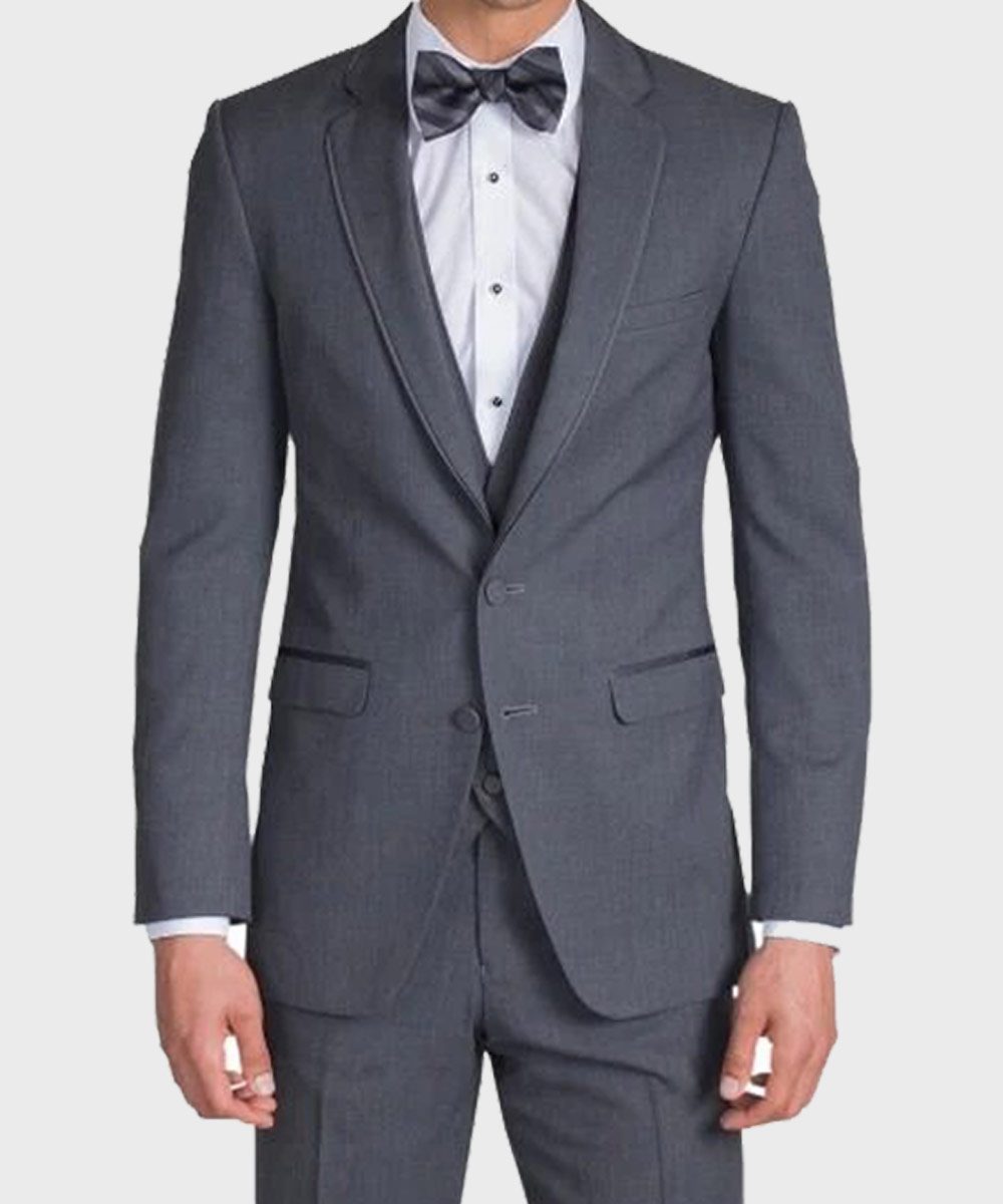 Mens Notch Lapel Charcoal Grey Suit