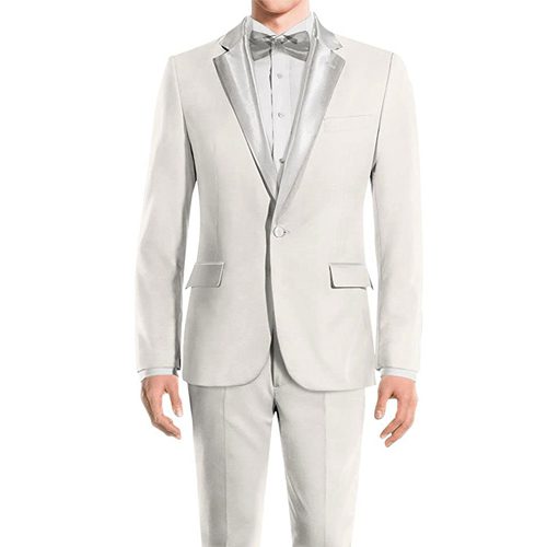 Men's 2 Piece Grey Lapel Collar White Tuxedo Suit