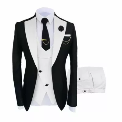 Black And White 3 Piece Suit for Men