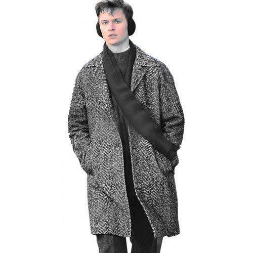 The Goldfinch Ansel Elgort Grey Wool Trench Coat