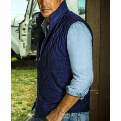 Yellowstone John Dutton Satin Blue Quilted Vest