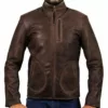 Rampage Dwayne Johnson Davis Okoye Distressed Brown Leather Jacket