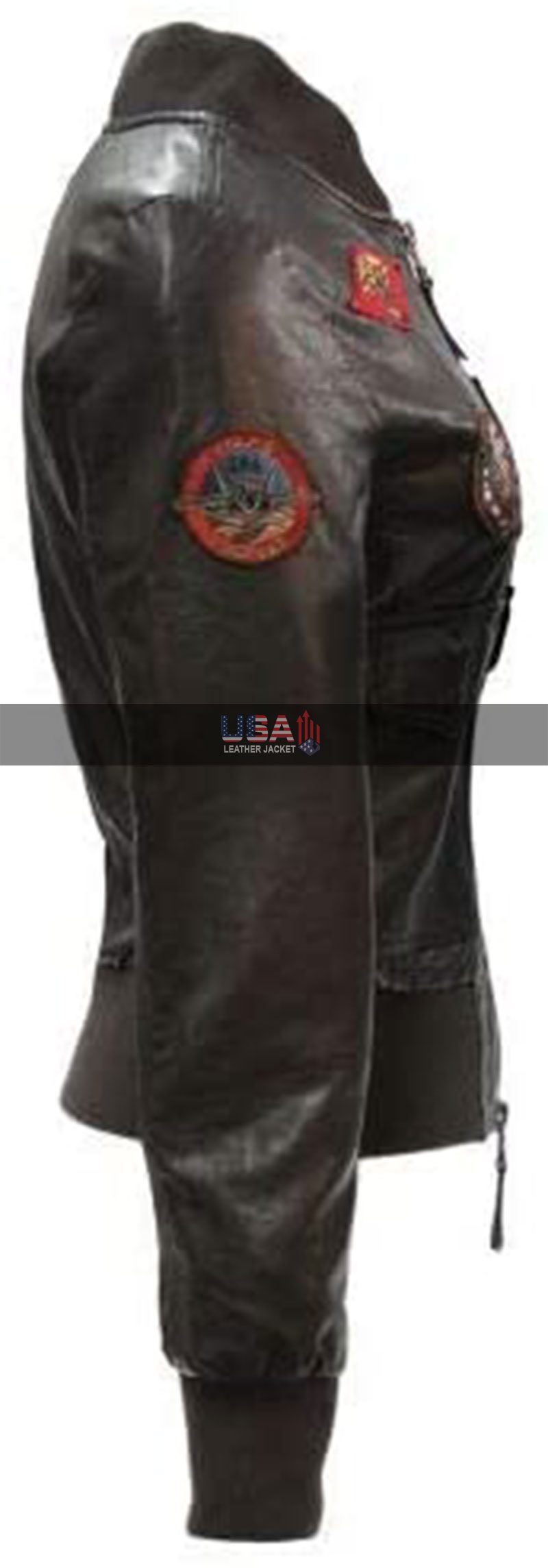 TOP Flight Multi Gun Patches Dark Brown Jacket For Women
