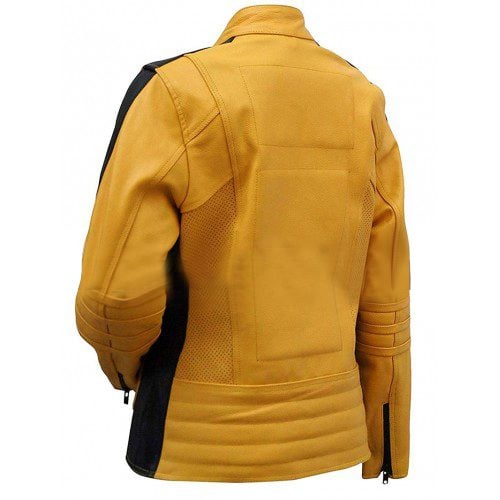 Kill Bill Movie Uma Thurman Bride Yellow Biker Leather Jacket 