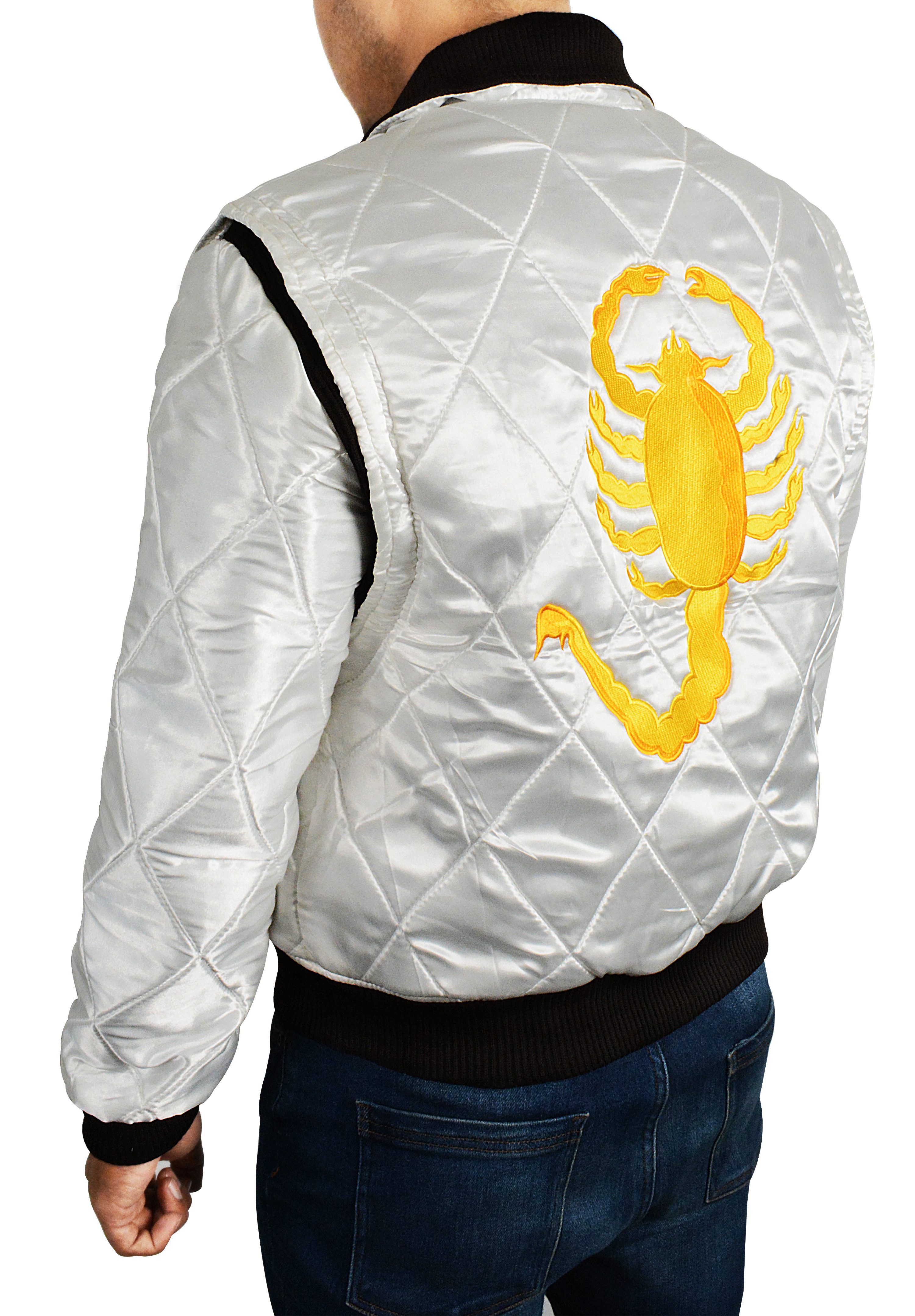 Ryan Gosling White Bomber Scorpion Drive Jacket